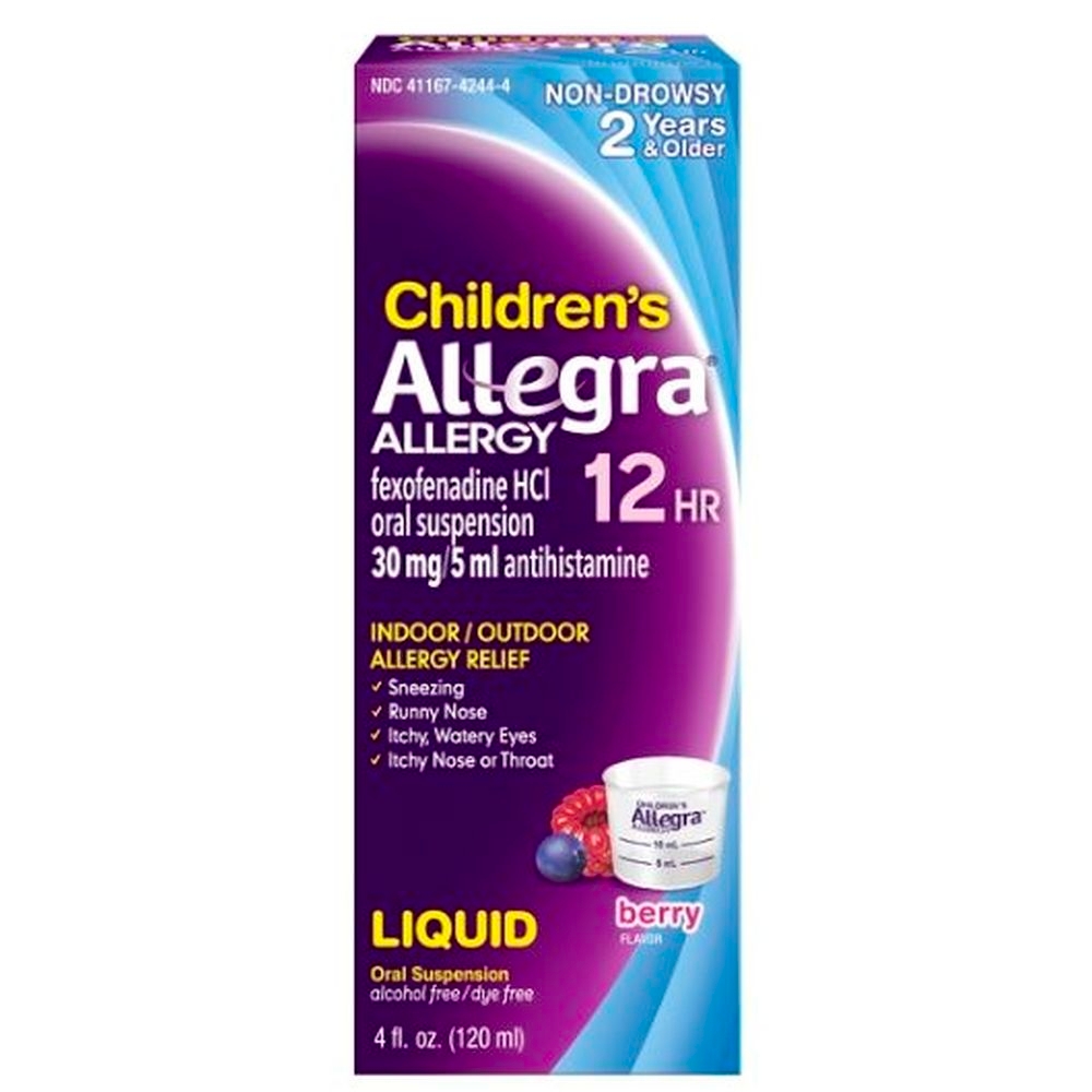 Allegra Childrens Oral Suspension Allergy Relief Liquid, 4 Fluid Ounce -- 24 per case