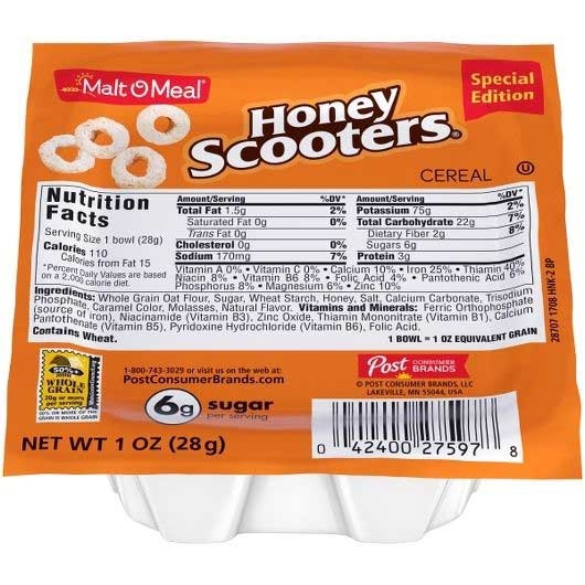 Malt O Meal Honey Scooters Cereal, 1 Ounce -- 96 per case