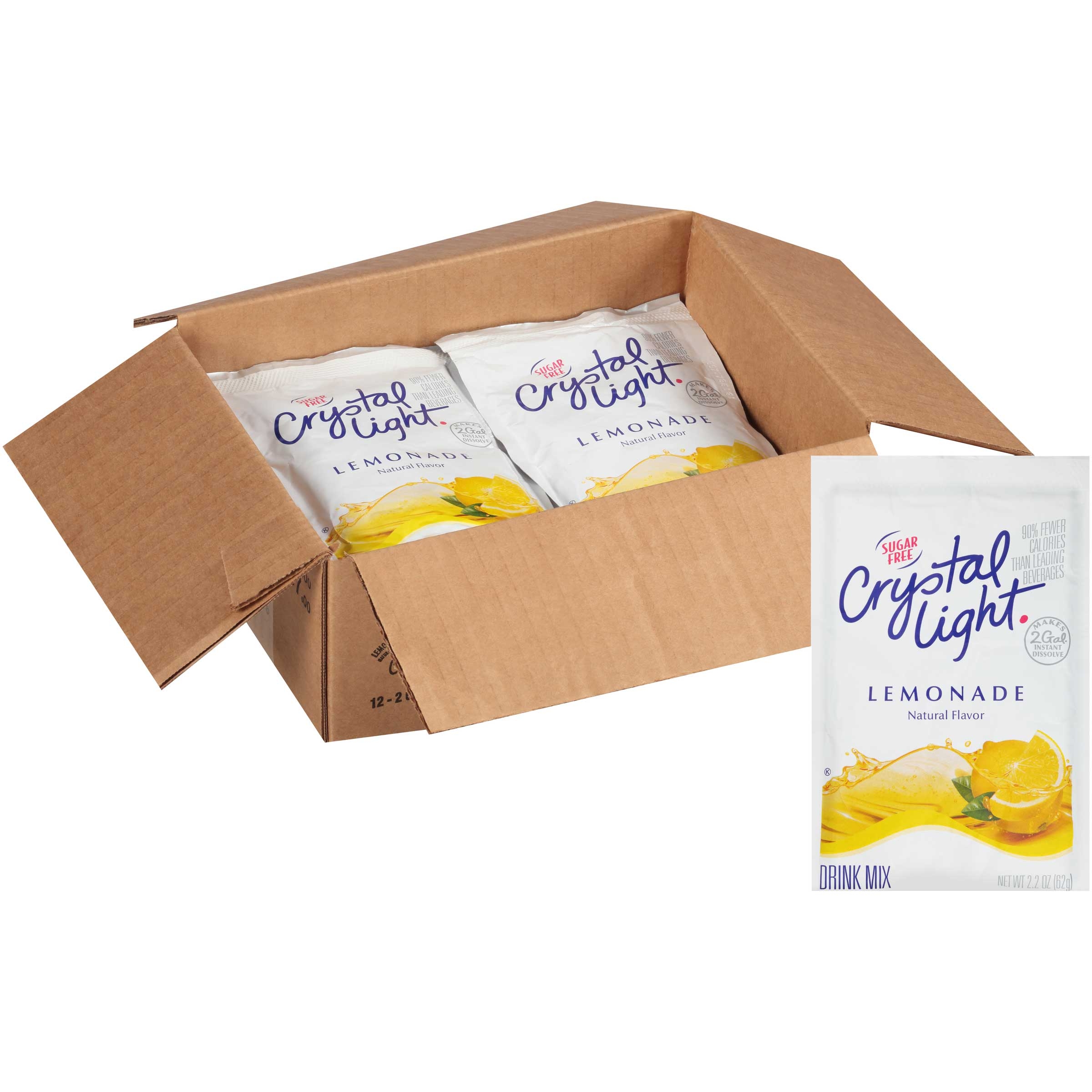 Crystal Light Lemonade Mix 12 Envelopes Per Case - Each Evelope Makes 2 Gallons