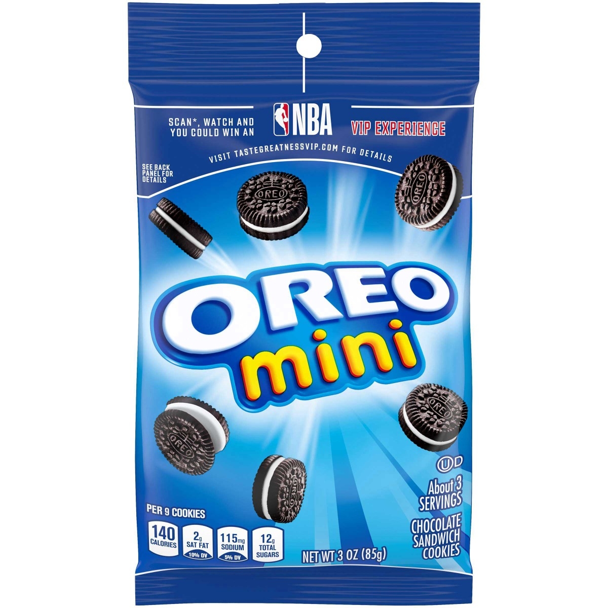 Kraft Oreo Mini Chocolate Sandwich Cookie, 3 Ounce -- 12 per case.