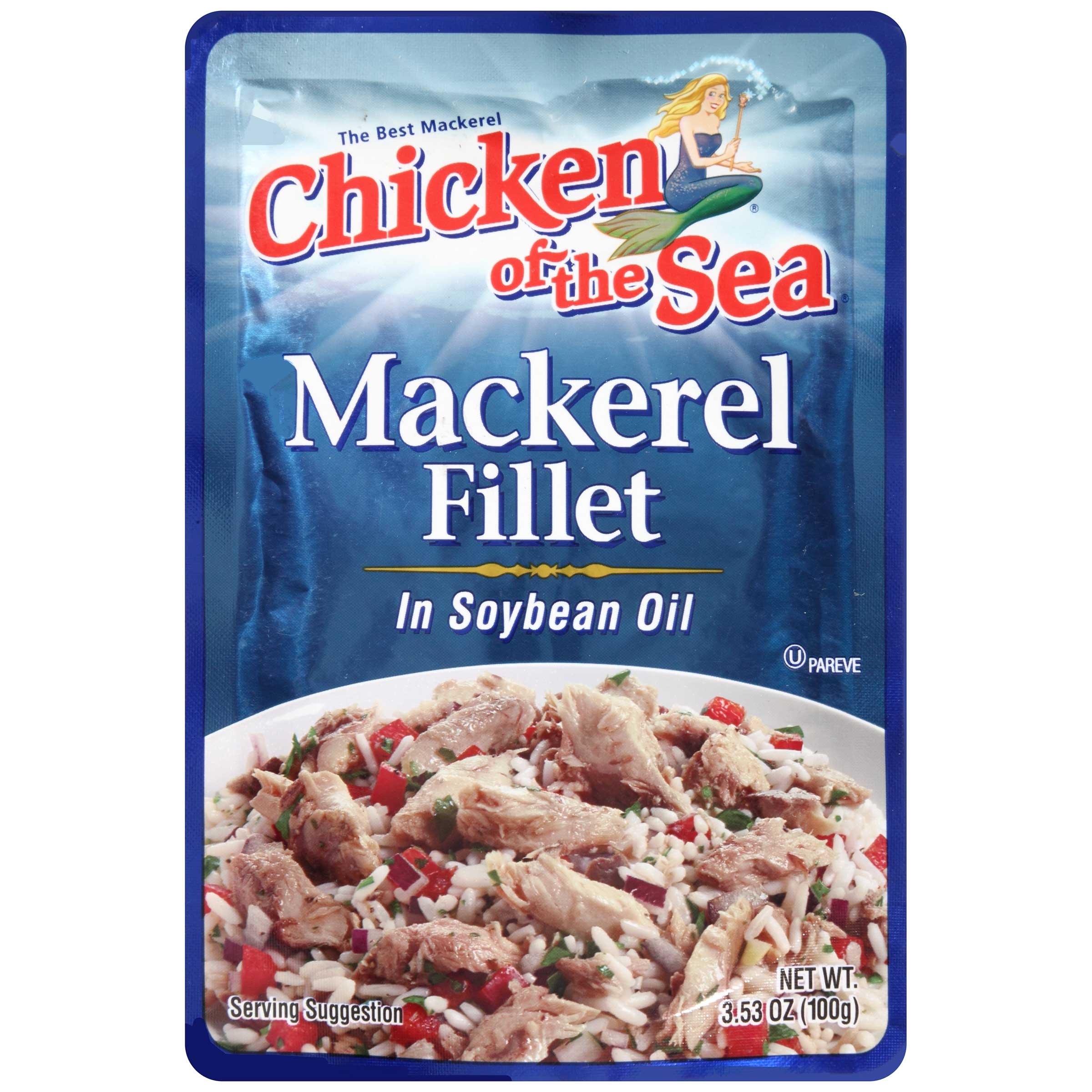 Chicken of the Sea Mackerel Fillet in Soybean Oil, 3.53 Ounce Pouch -- 24 per case.