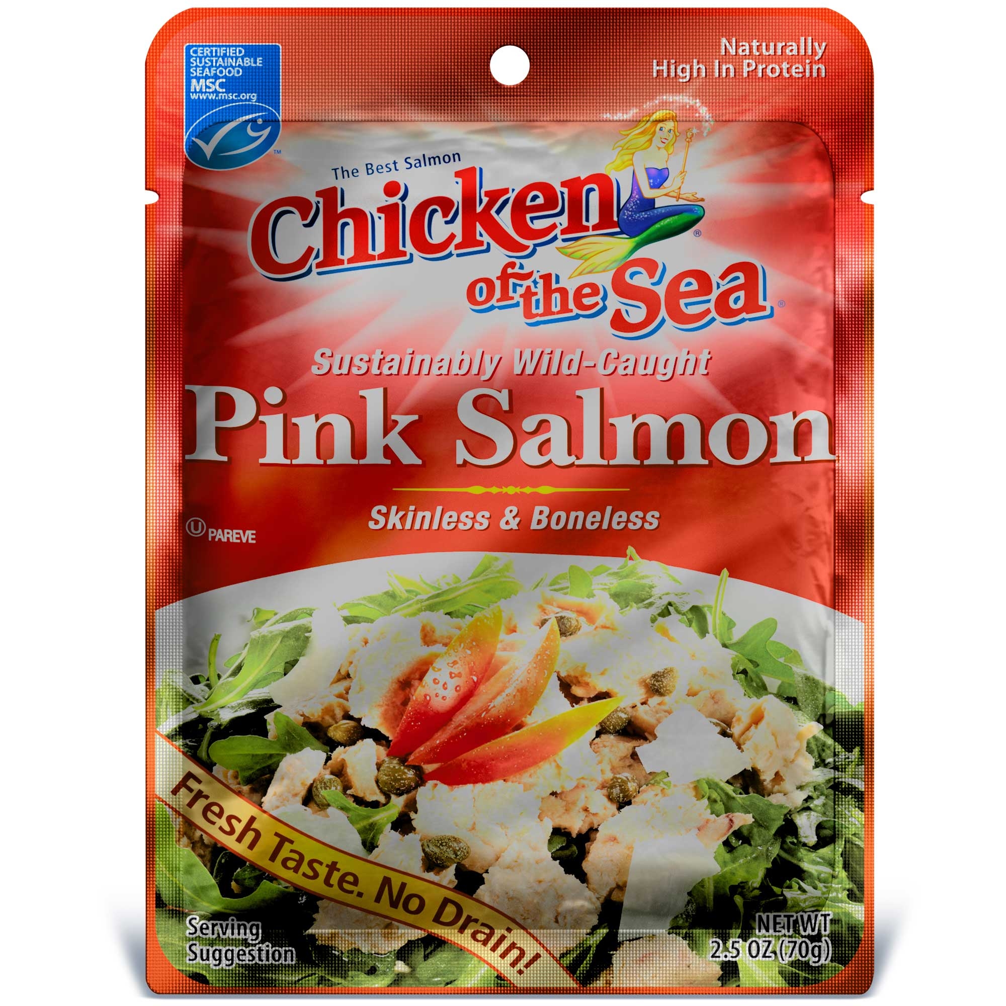 Chicken Of The Sea Premium Skinless and Boneless Pink Salmon Pouch, 3 Ounce -- 12 per case.