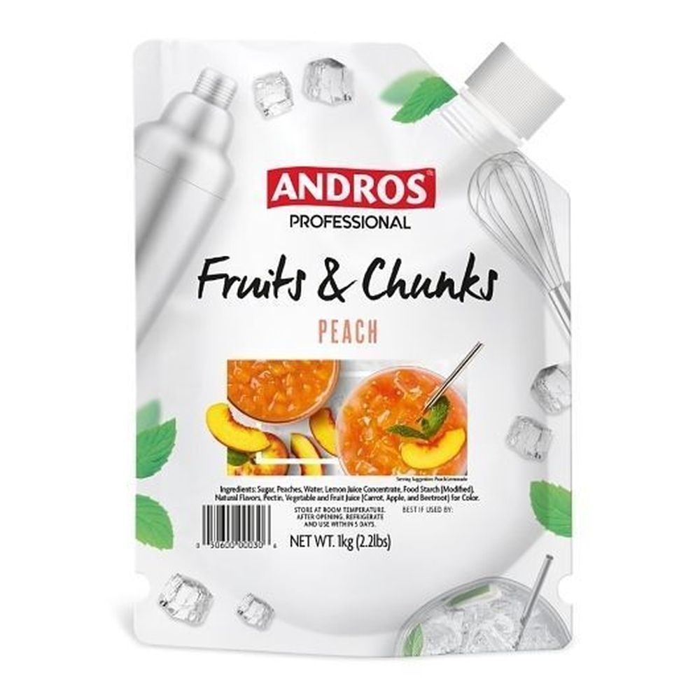 Andros Professional Peach Fruits and Chunks, 2.2 Pound -- 6 per case