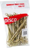 Disco Knot Pick Bamboo Skewer, 4.75 inch - 100 per pack -- 10 packs per case.
