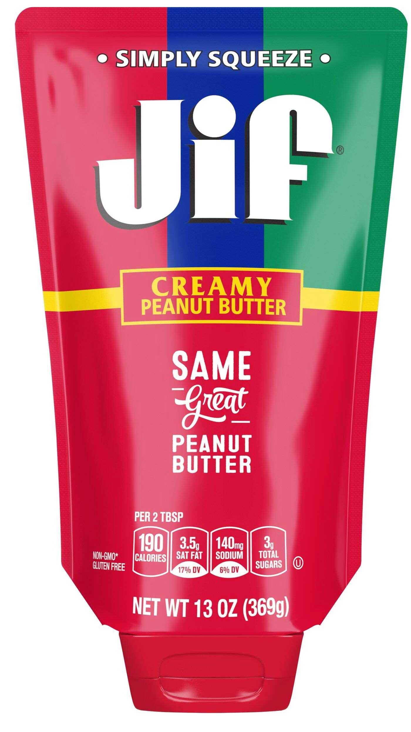Jif Creamy Peanut Butter, 13 Ounce Squeezable Pouch -- 10 per case