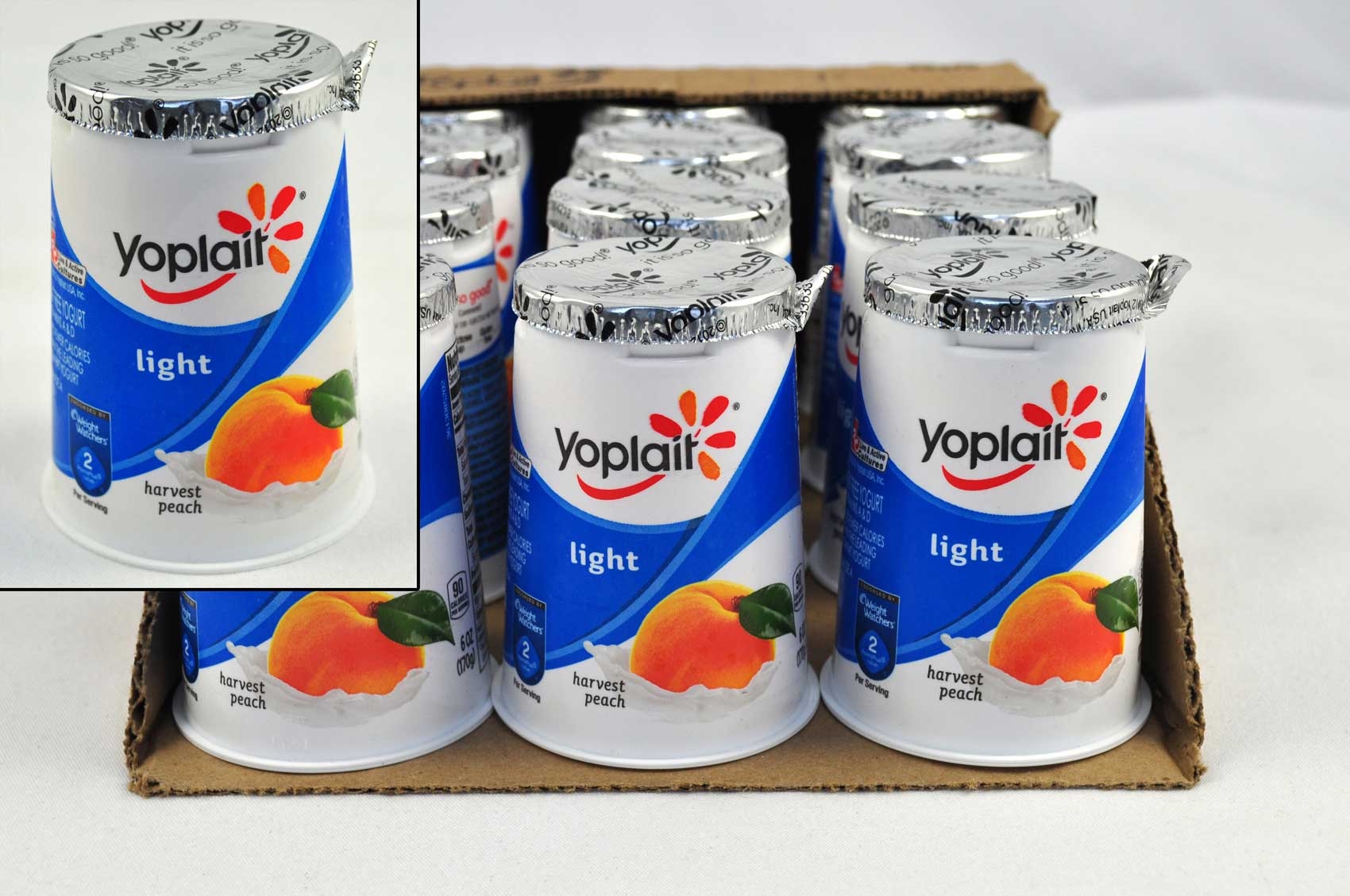 Yoplait Light Harvest Peach Yogurt, 6 Ounce -- 12 per case.