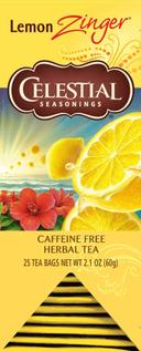 Celestial Seasonings Lemon Zinger Caffeine Free Herbal Tea - 25 tea bags per pack -- 6 packs per case