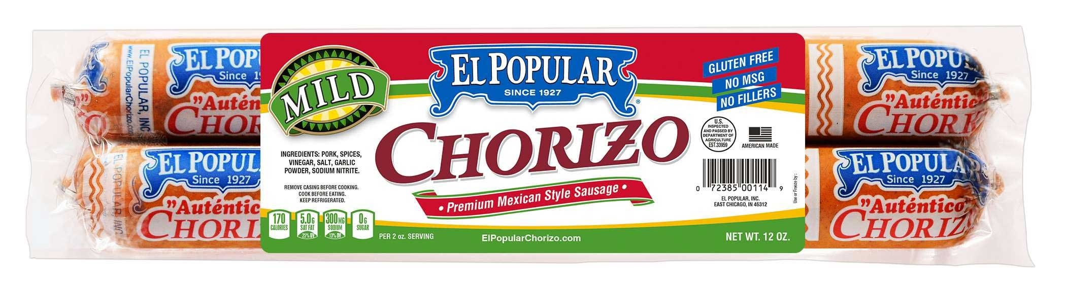 El Popular Mexican Mild Pork Chorizo -- 12 per case