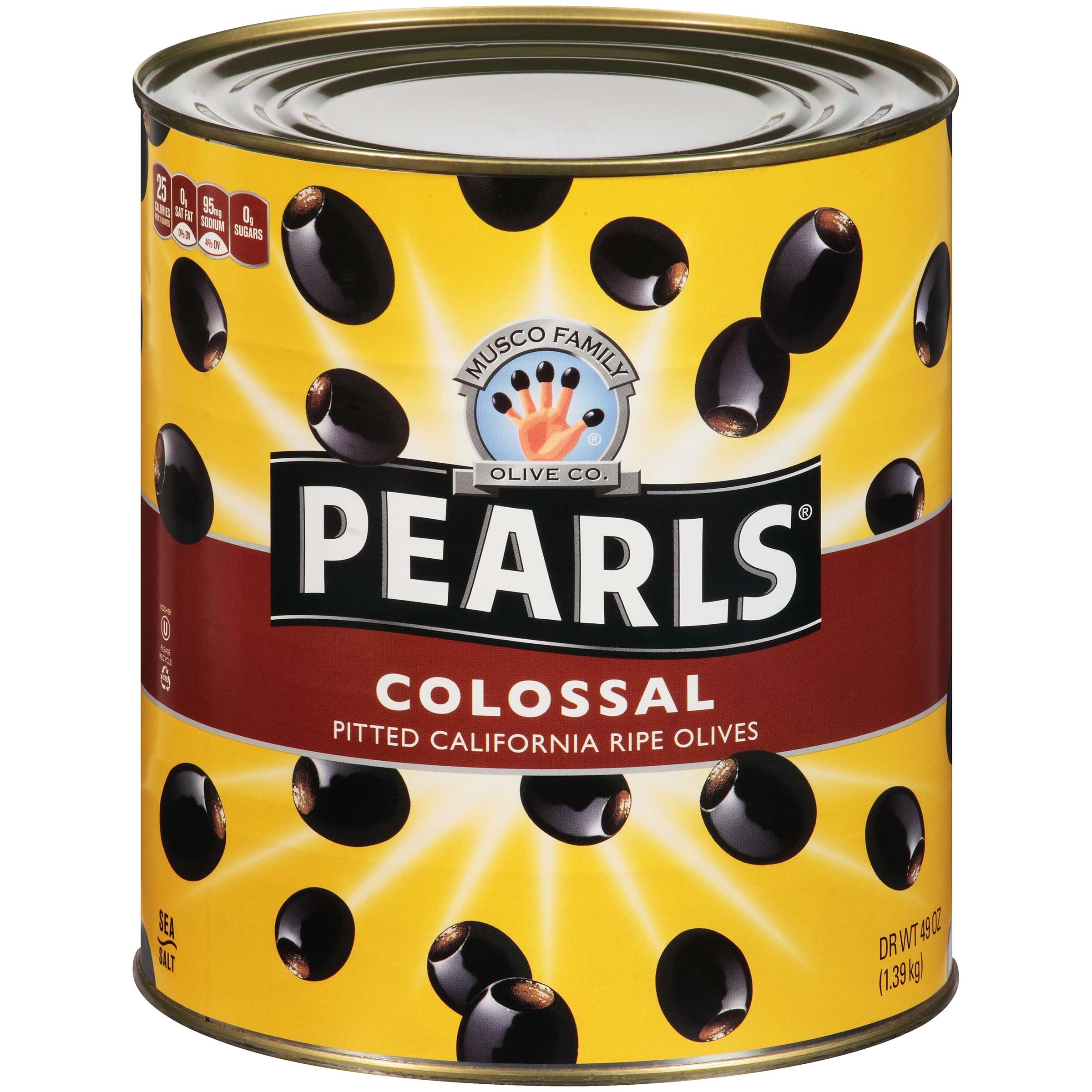 Pearls Colossal Pitted Olives, 49 Ounce -- 6 per case.