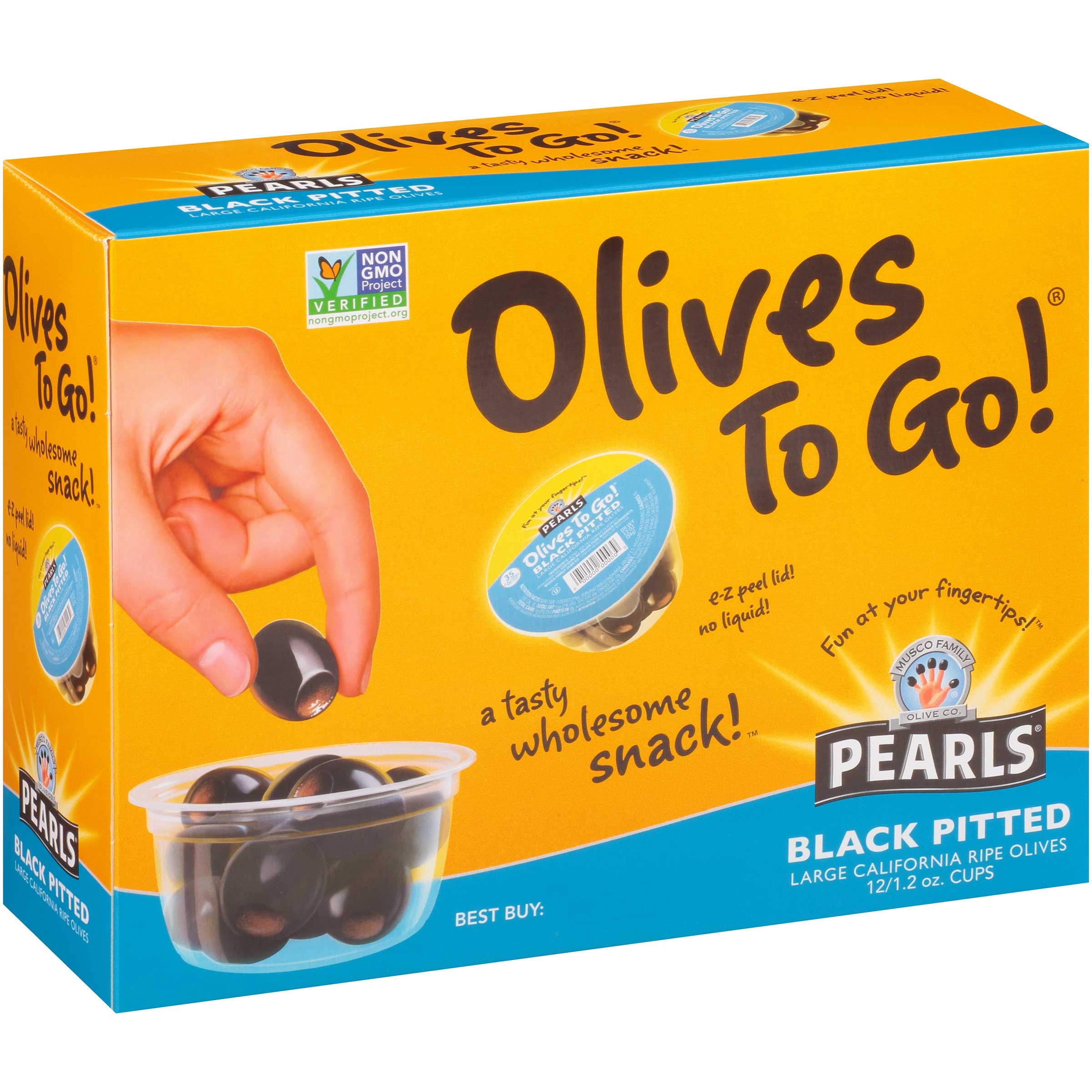 Pearls Black Ripe Olives, 1.2 Ounce Cup -- 96 per case.