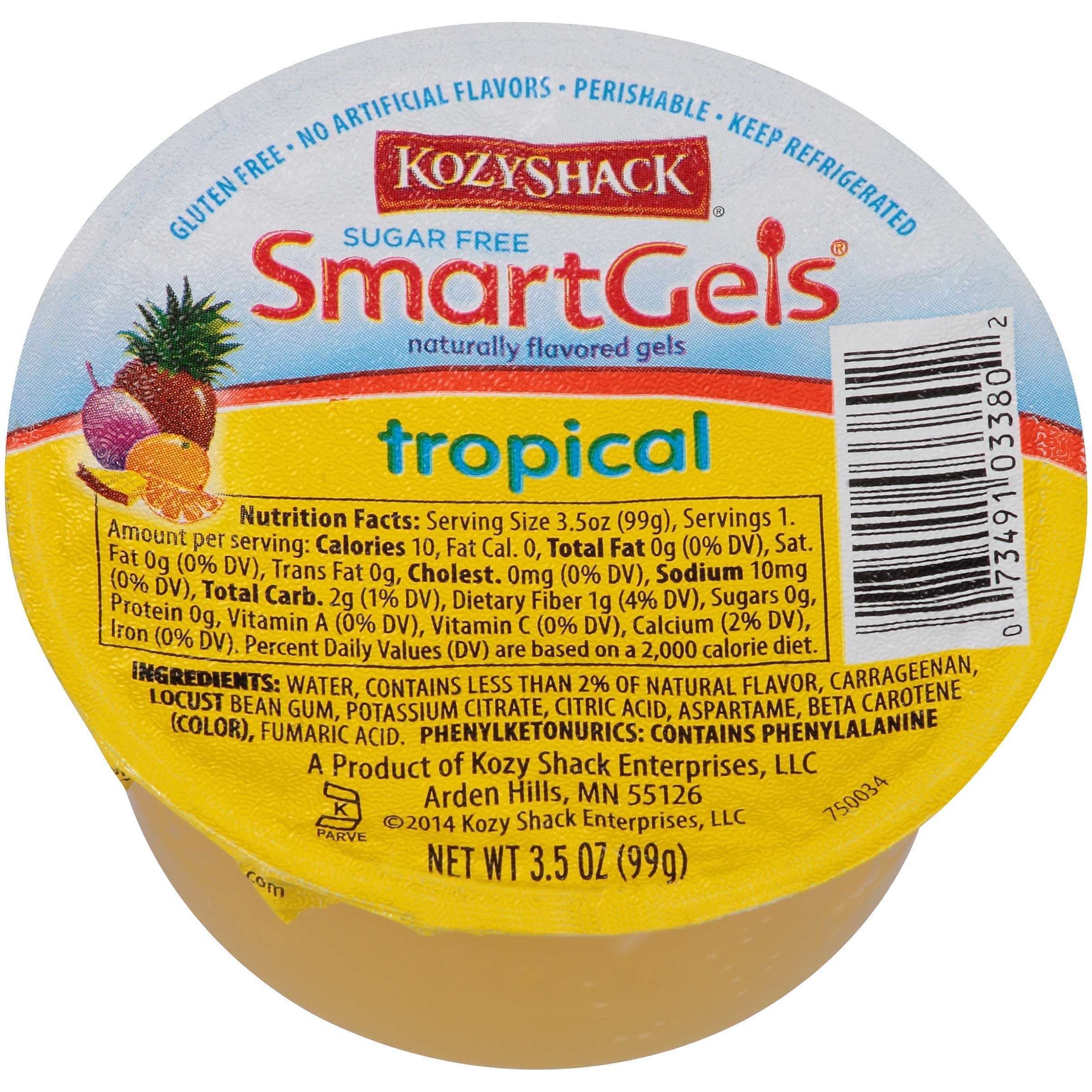 Kozy Shack Sugar Free Tropical Smartgels, 3.5 Ounce -- 48 per case.