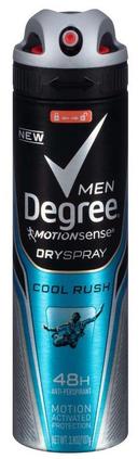 Degree Men Motionsense Cool Rush Anti Perspirant Dry Spray, 3.8 Ounce Aerosol -- 12 per case