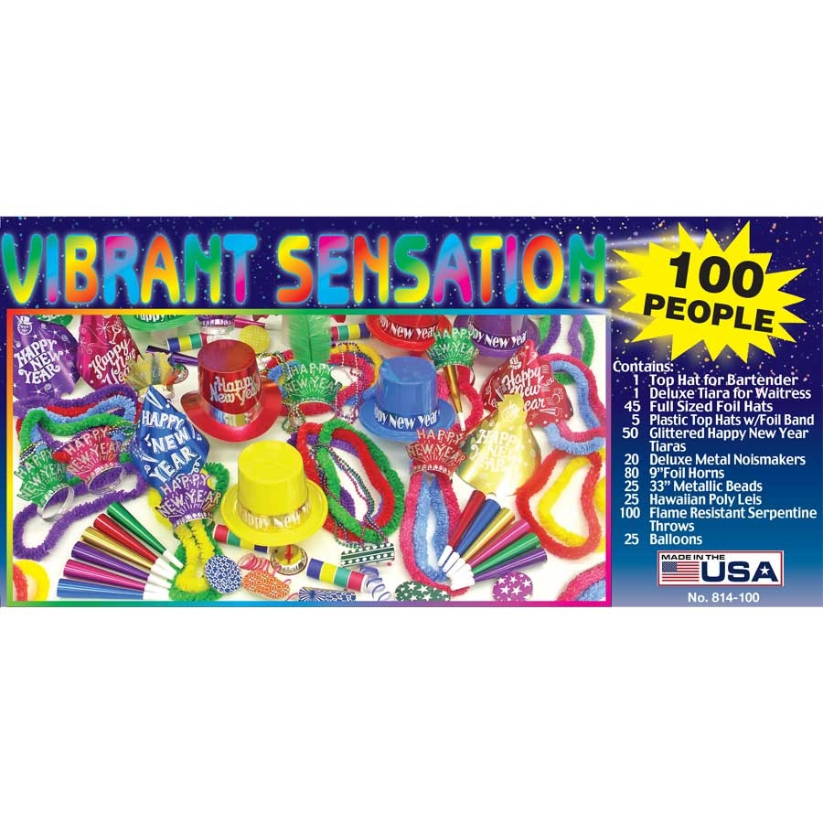 Party Time Vibrant Sensation Party Kit for 100 People
