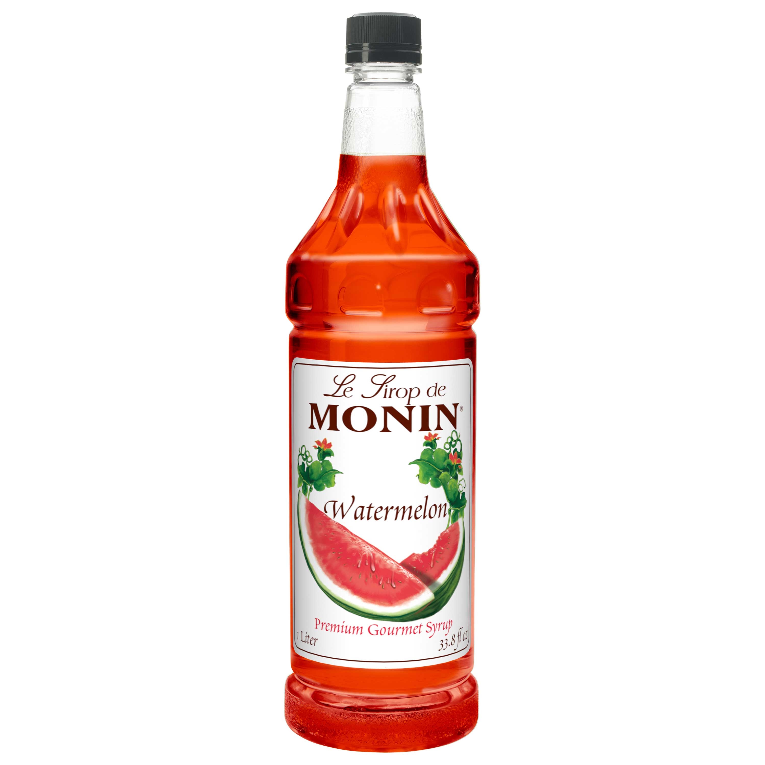 Monin Watermelon Flavor Syrup Plastic Bottle, 1 Liter -- 4 Case