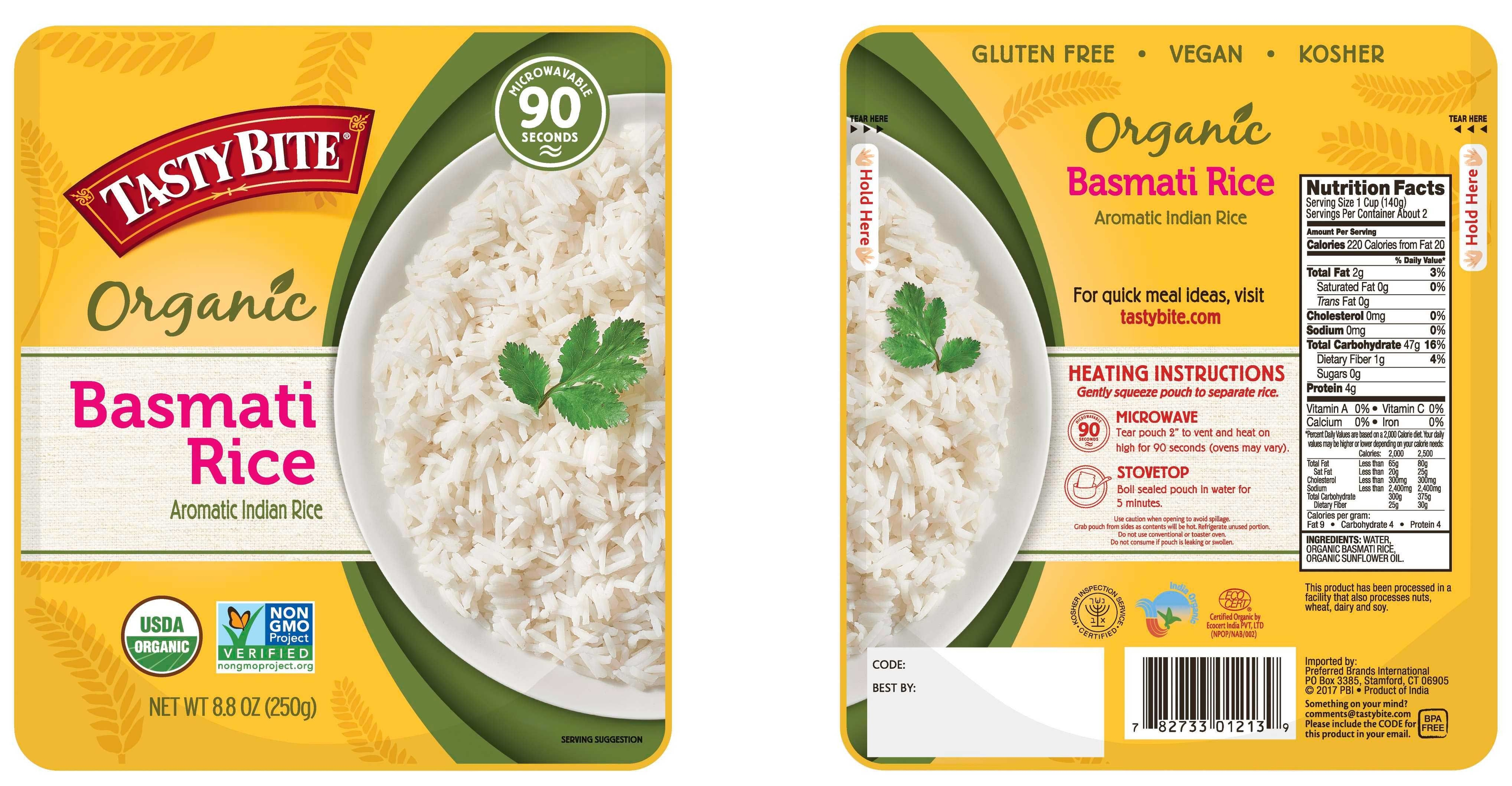 Tasty Bite Organic Basmati Rice, 8.8 Ounce -- 12 per case