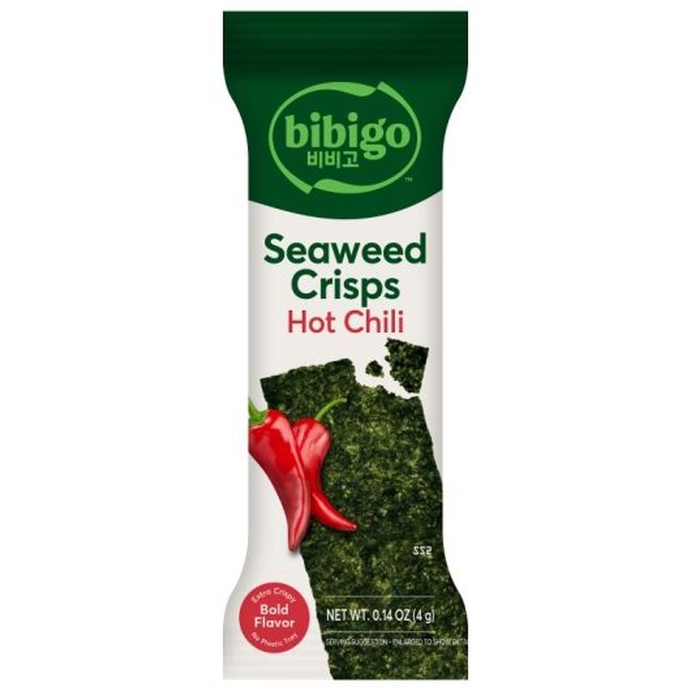 Bibigo Crispy Hot Chili Flavor Seaweed Crisps, 0.14 Ounce -- 12 per case