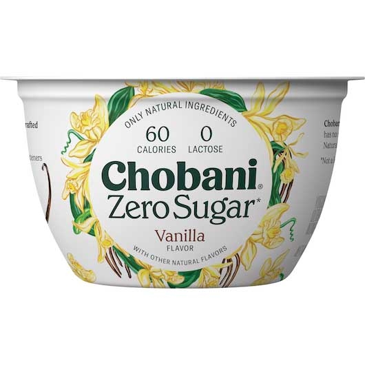 Chobani Zero Sugar Vanilla Flavor Yogurt, 5.3 Ounce -- 12 per case