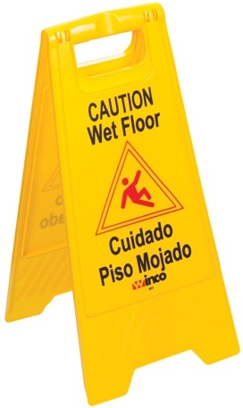 Winco Yellow Fold-Out English/Spanish Wet Floor Caution Sign, 25 x 12 inch -- 12 per case