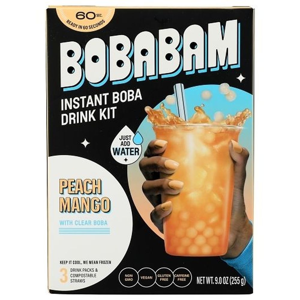 Bobabam Peach Mango Instant Boba Drink Kit, 9 Ounce - 6 per case