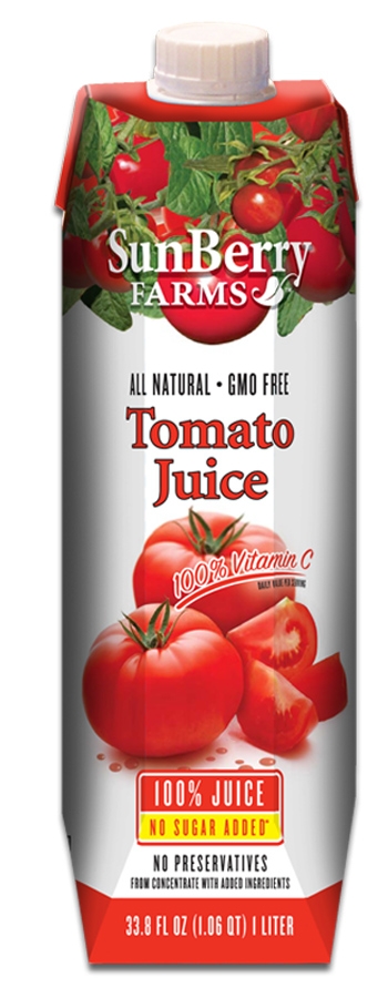 Sunberry Farms 100 Percent Tomato Juice, 33.8 Fluid Ounce -- 12 per case.