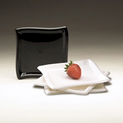 Waves Square White Plastic Plate, 6 inch -- 120 per case.