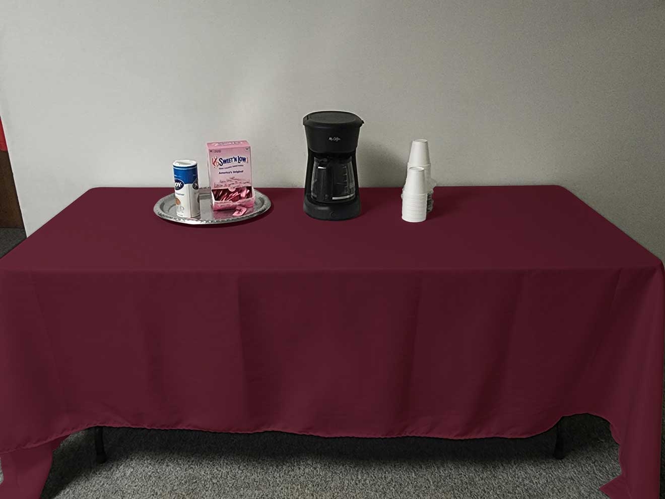 Intedge Burgundy Poly/Cotton Tablecloth, 54 x 120 inch