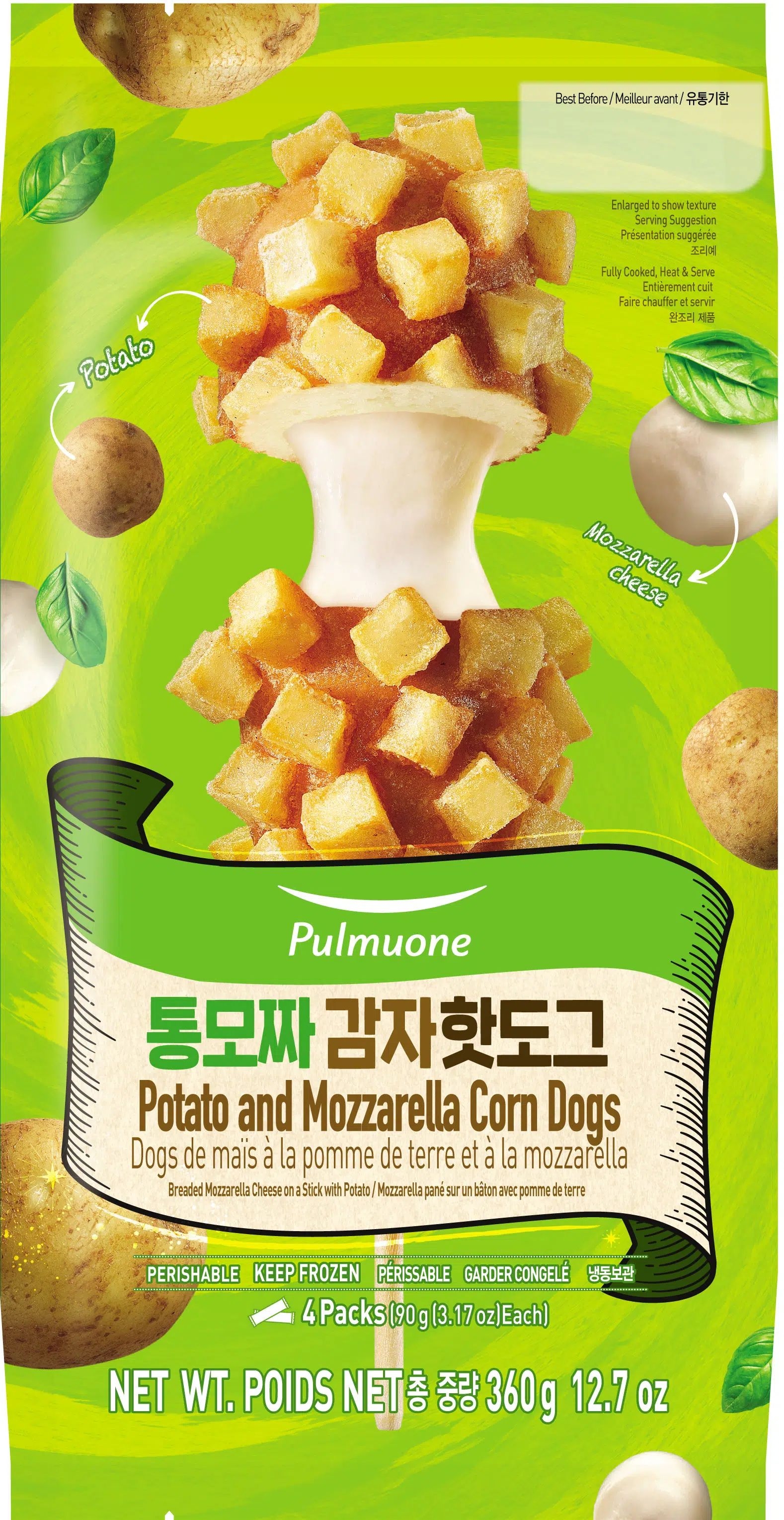 Pulmuone Foods Potato and Mozzarella Corndog -- 72 per case