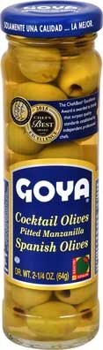 Goya Cocktail Spanish Pitted Olives, 2.25 Ounce -- 12 per case.