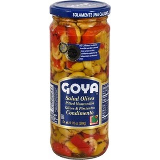 Goya Manzanilla and Pimentos Salad Olives, 9.5 Ounce Jar -- 12 per case