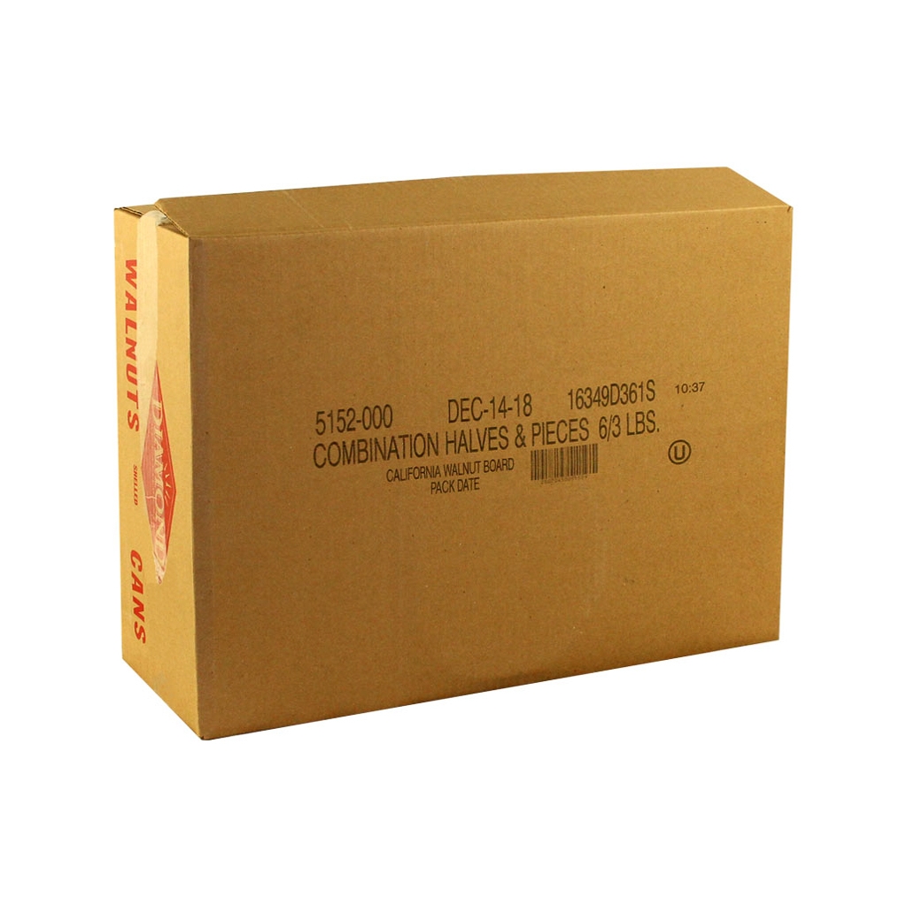 Diamond Walnut Halves and Pieces, 3 Pound Can -- 6 per case.