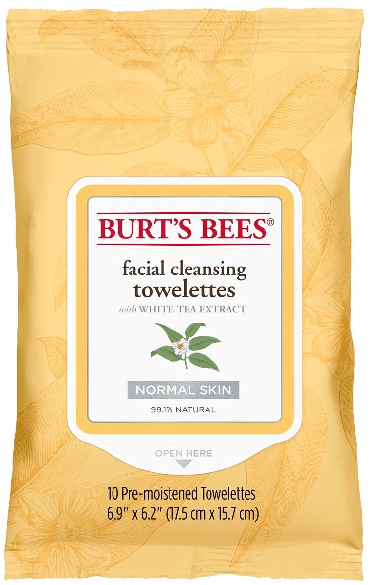 Burts Bees White Tea Extract Facial Cleanser Towelettes, 10 count per pack -- 32 per case