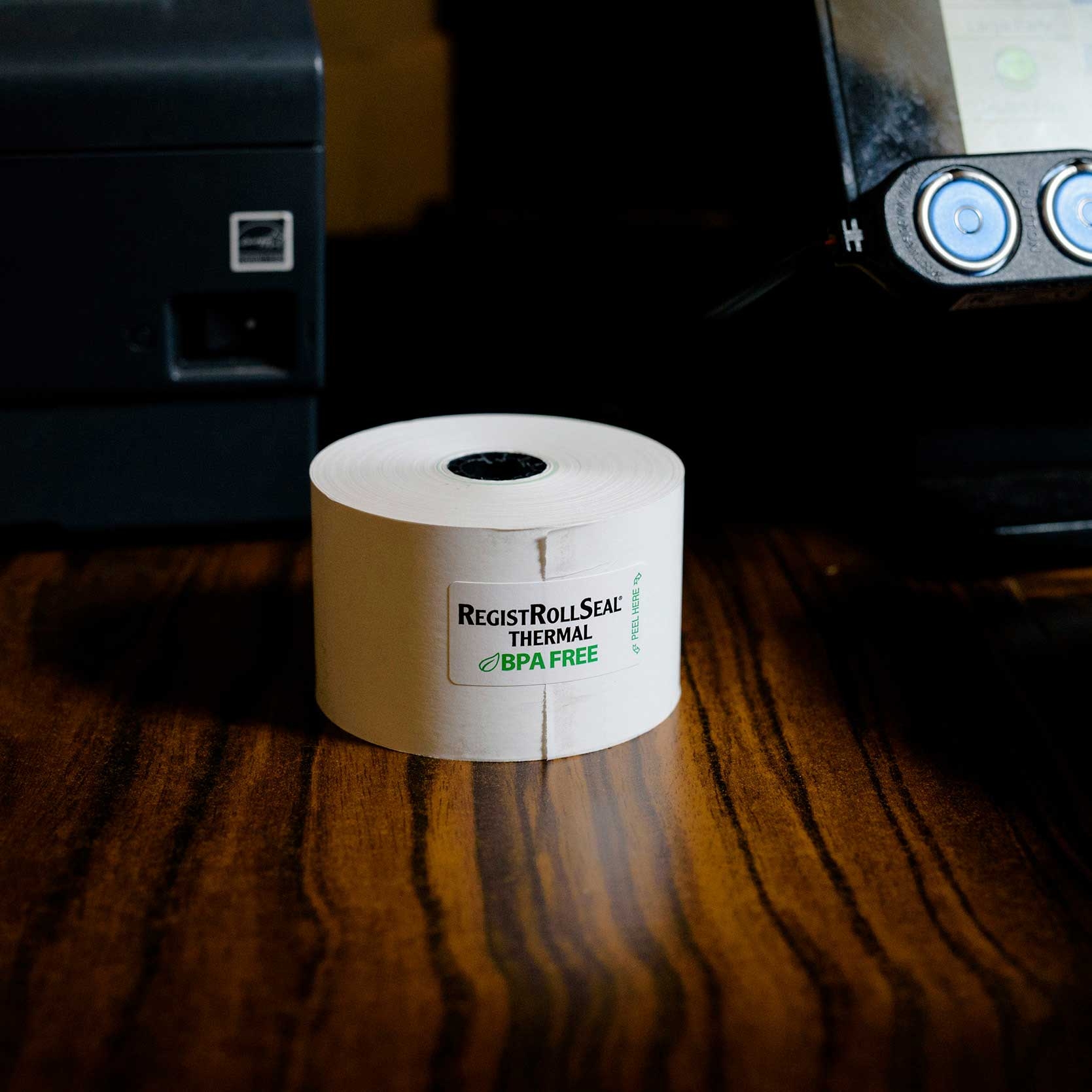 National Checking Company White 1 Ply Register Roll, 44 Millimetre -- 50 rolls per case.