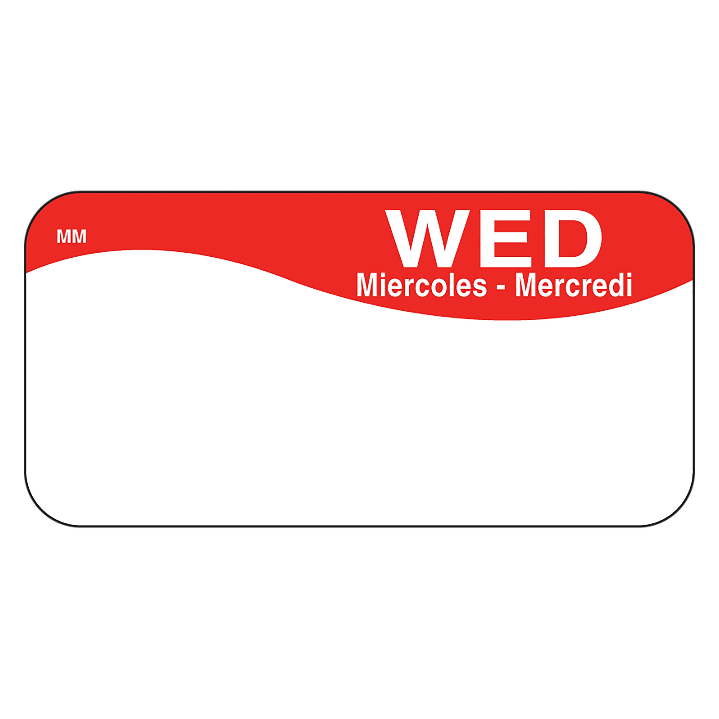 Daymark MoveMark Day of the Week Removable Label - Wednesday, 1 x 2 inch -- 12 rolls per case.