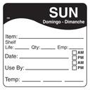 Daymark Square Sunday Day Of The Week Label, 2.5 x 2.5 inch -- 1500 per case