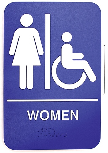 Tablecraft Women/Accessible Braille Sign, 6 x 9 inch -- 72 per case