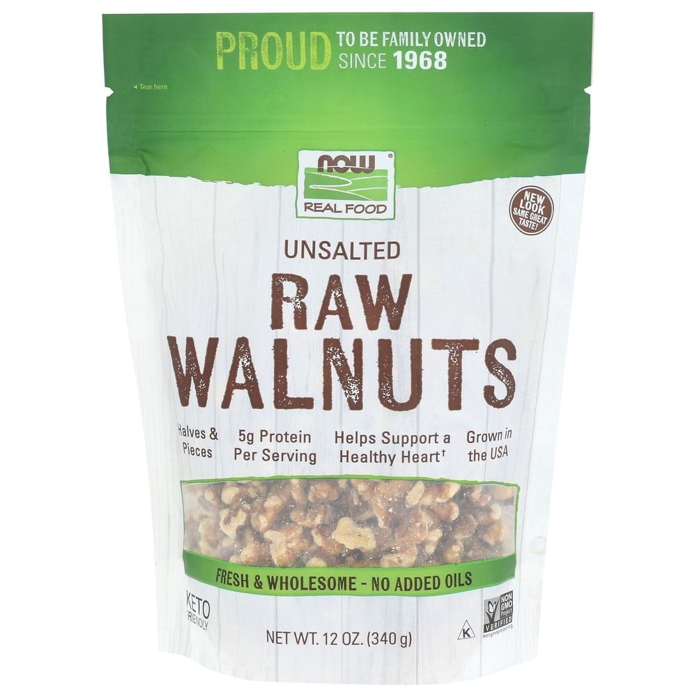 Now Real Food Unsalted Raw Walnuts, 12 Ounce -- 12 per case