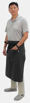 Intedge Cotton/Polyester Black/White Artisan Pinstripe 2-Pockets Waist Apron