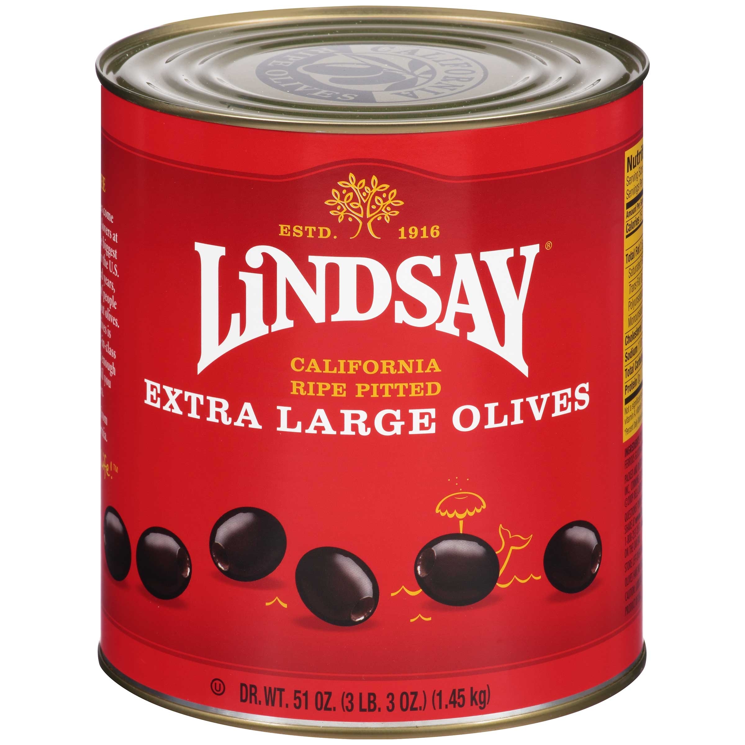 Lindsay Olive Pitted Ripe Extra Large, 51 Ounce -- 6 per case