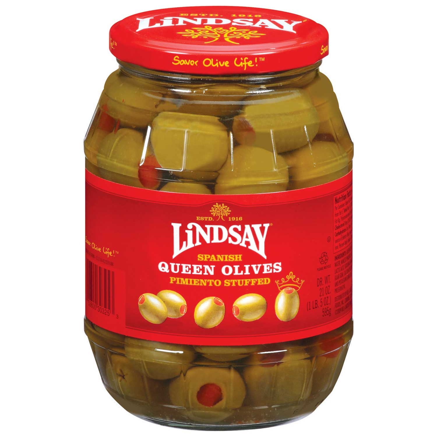 Lindsay Stuffed Queen Olives, 21 Ounce -- 6 per case