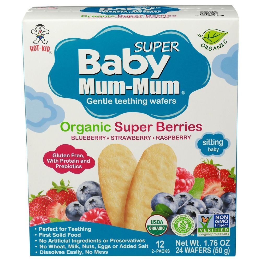 Hot Kid Organic Super Berry Baby Mum-Mum Teething Wafers, 1.76 Ounce -- 6 per case