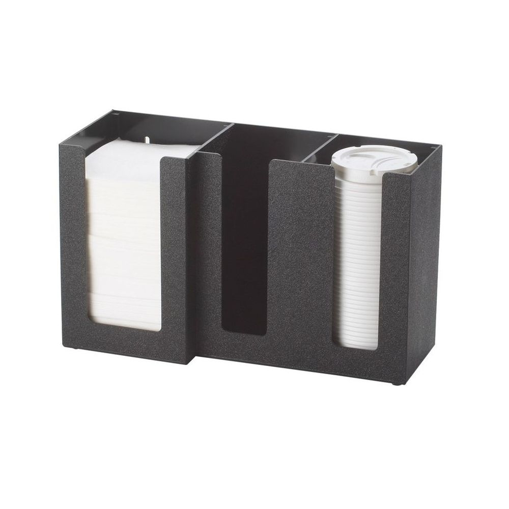 Cal-Mil Classic Black Three Section Countertop Cup Lid and Napkin Organizer, 13.25 x 5.25 x 8.00 inch