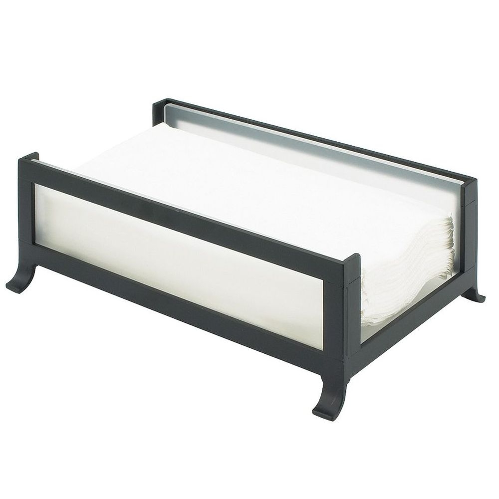 Cal-Mil Soho Black Napkin Holder with Frosted Glass Sides, 9 1/2 x 6 1/4 x 3 1/2 inch