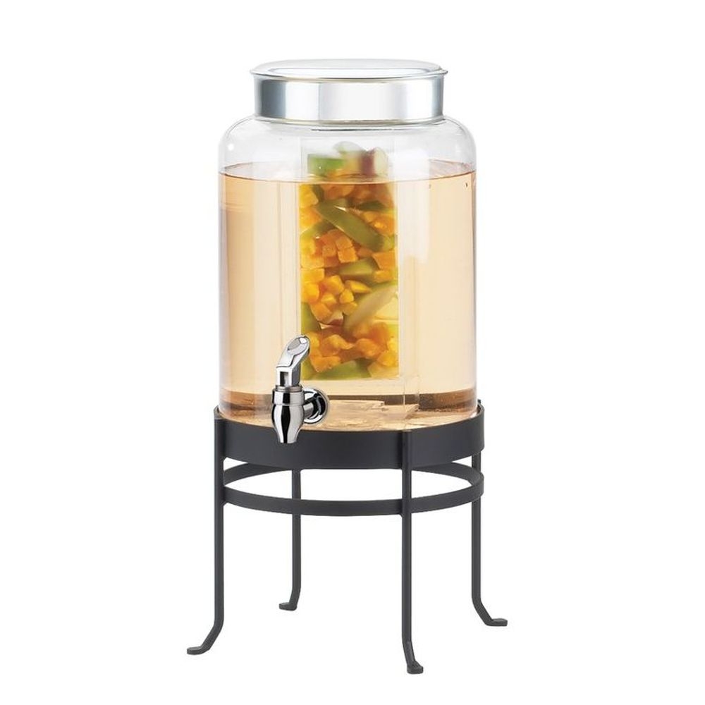 Cal-Mil Soho Black Base Round Glass Beverage Dispenser with Infusion Chamber, 10 x 12 x 20.5 inch
