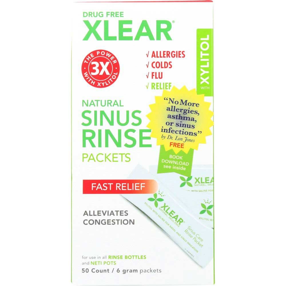Xlear Natural 3x The Power Fast Relief Sinus Rinse Packets - 50 count per pack
