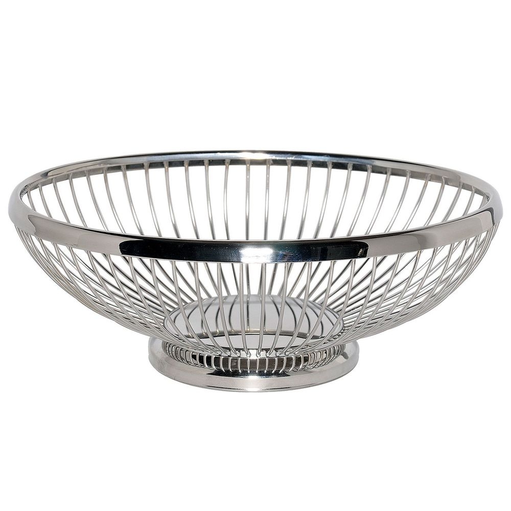 Service Ideas 18/8 Stainless Steel Polished Finish Oval Wire Basket, 9 inch Length x 7 inch Width x 3.5 inch Height