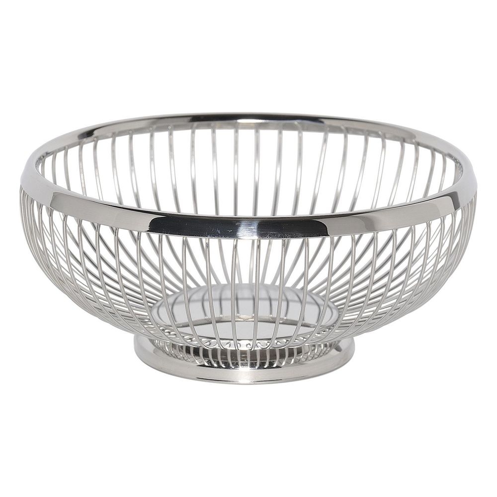 Service Ideas 18/8 Stainless Steel Polished Finish Round Standard Wire Basket, 7 inch
