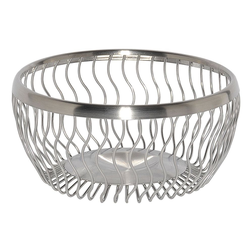 Service Ideas 18/8 Stainless Steel Brushed Finish Round Wave Wire Basket, 7 inch