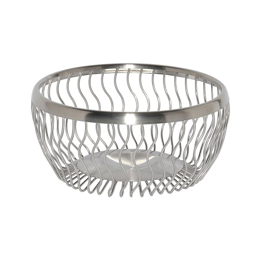 Service Ideas 18/8 Stainless Steel Brushed Finish Round Wave Wire Basket, 9 inch
