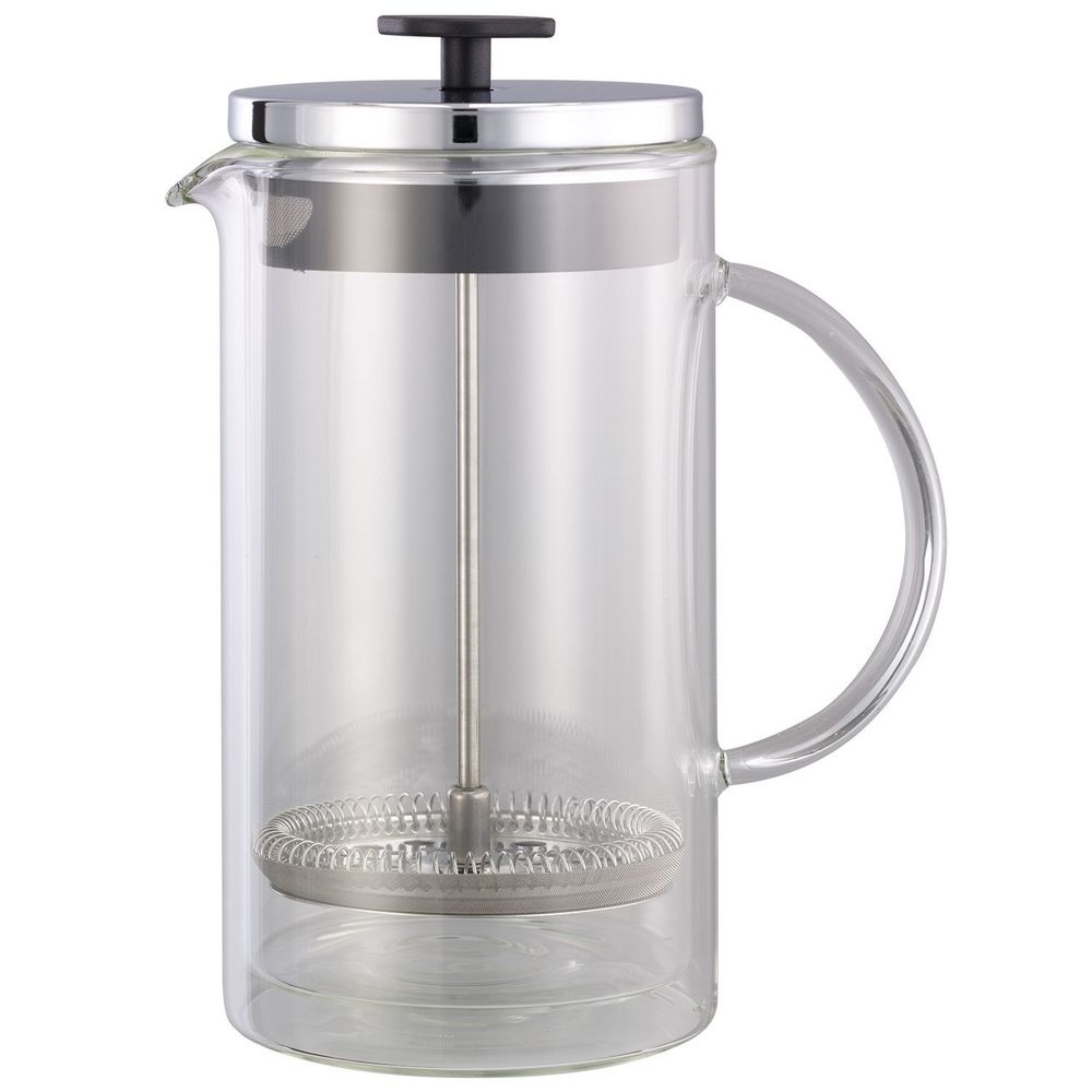 Service Ideas Clear Double Wall Glass Press, 1 Liter Capacity