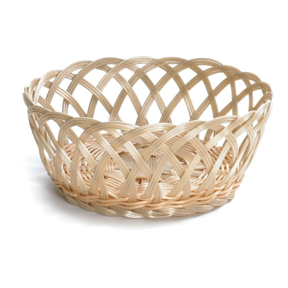 Tablecraft Polypropylene Cord Natural Round Open Weave Serving Basket, 8.5 x 8.5 x 3.25 inch -- 12 per case